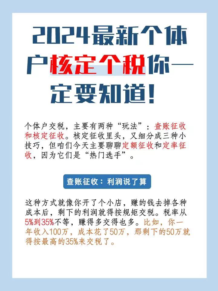 昭通2024最新个体户核定个税你一定要知道！